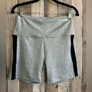 Victoria’s Secret Pink High Waist Seamless Bike Short Phone Pocket Gray Black